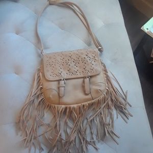 Suede crossbody fringe bag